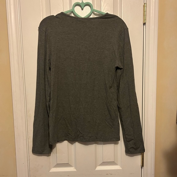 Womens👩🏻Long Sleeve Mock Neck Cutout Front Ribbed Fitted Sexy Tee T-Shirts Sz XL - Picture 7 of 7